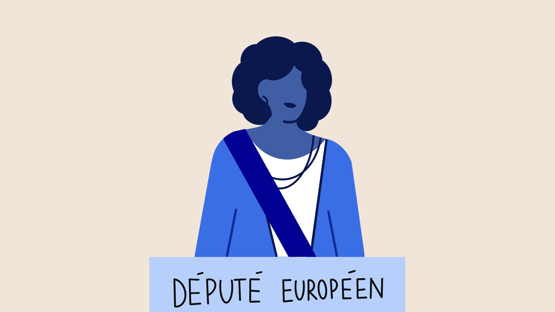 Infographie représentant un député européen femme et le Parlement européen